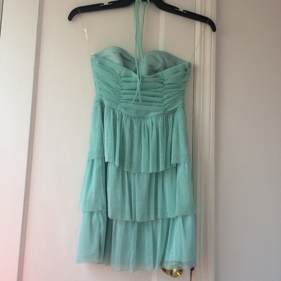 Juniors teal strapless dress - Picture 3 of 4